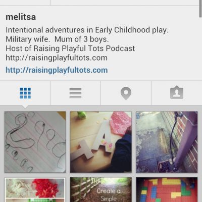 Instagram tags on playful parenting