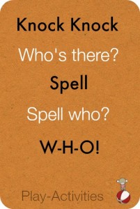 Try this Knock Knock Joke with the kids . So much fun to see them get it and then crack up!