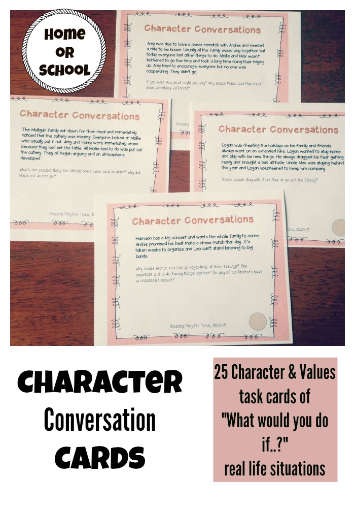 Character Conversation Cards Gratitude, Courage, Adversity, Unity and Cooperation 