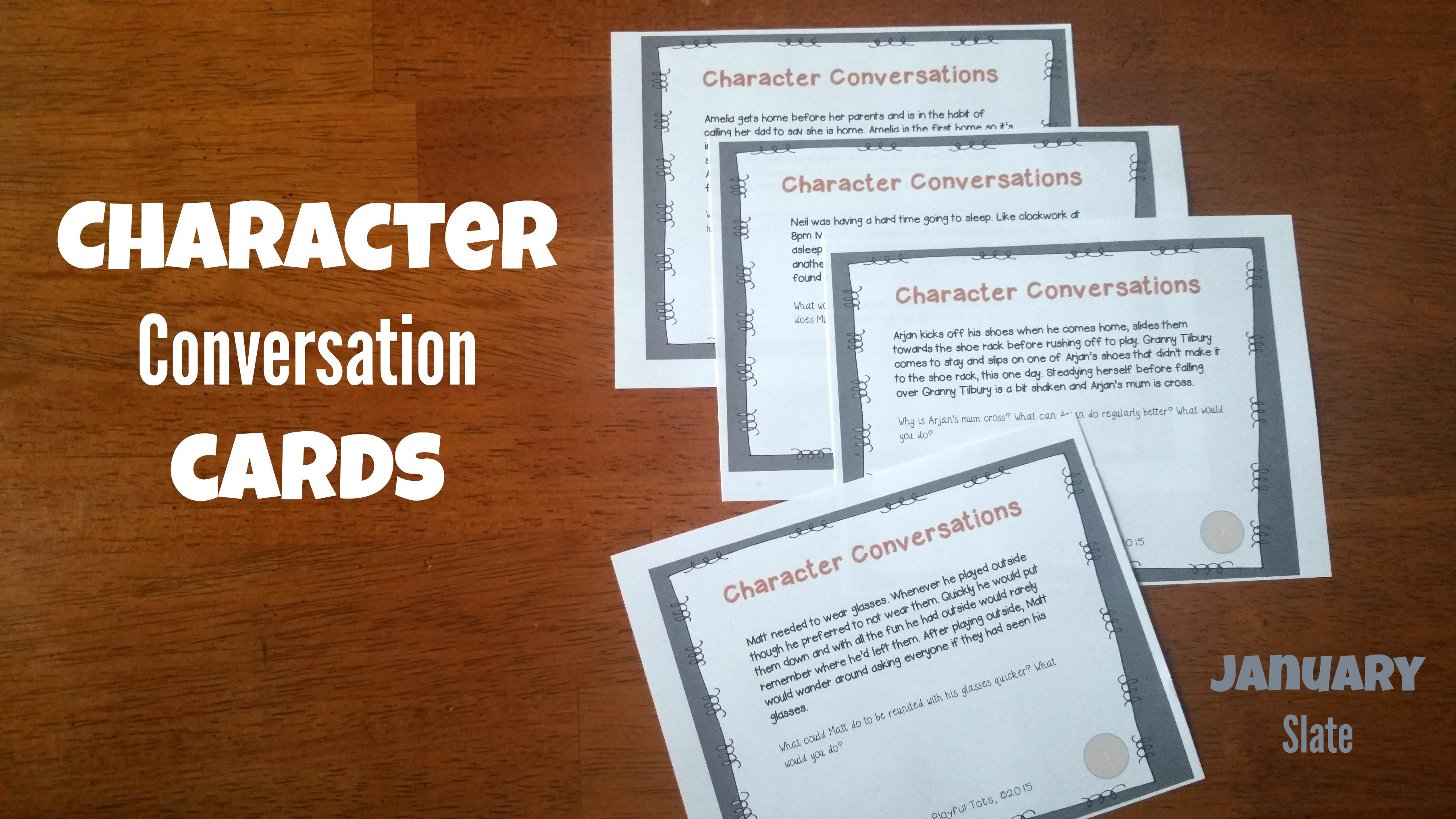 Audio version of Developing habits, goal setting, unity and cooperation character conversation task cards