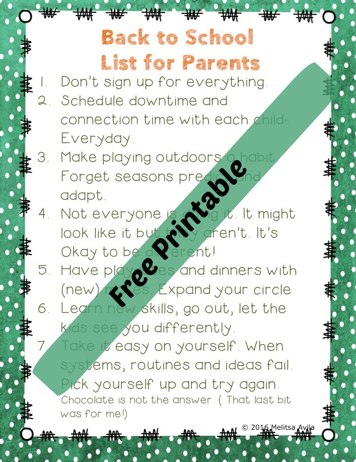 Back to school reminders for Parents