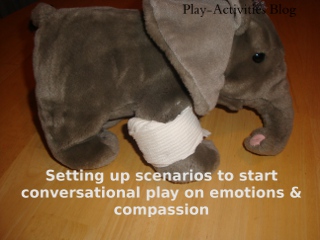 Setting up a play story to start a conversation
