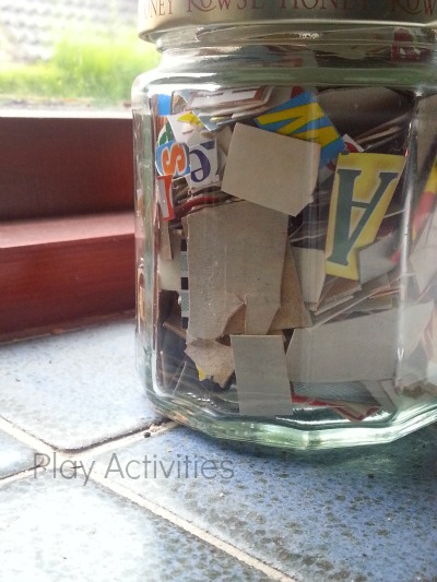 Cut out letters in a jar  play activity for kids