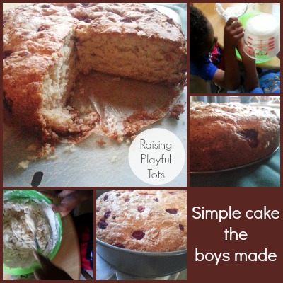 simple cake the boys made following the recipe from Whole family Rhythms