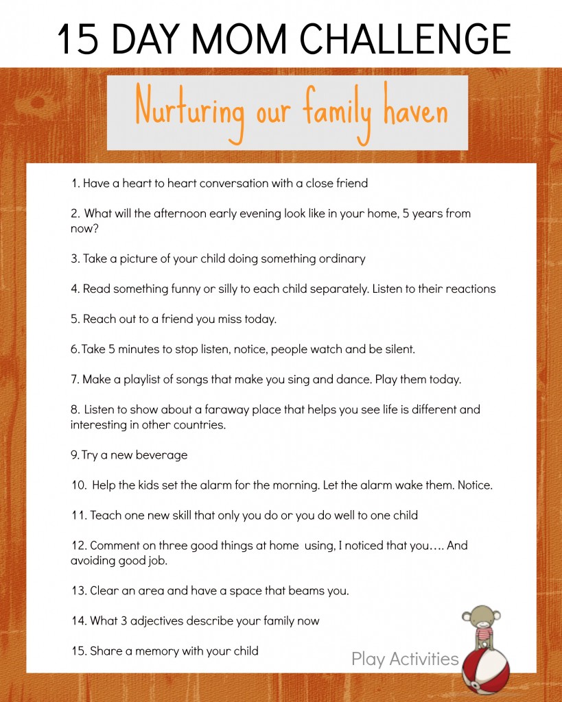 Take the 15 day mom challenge and nurture your family haven