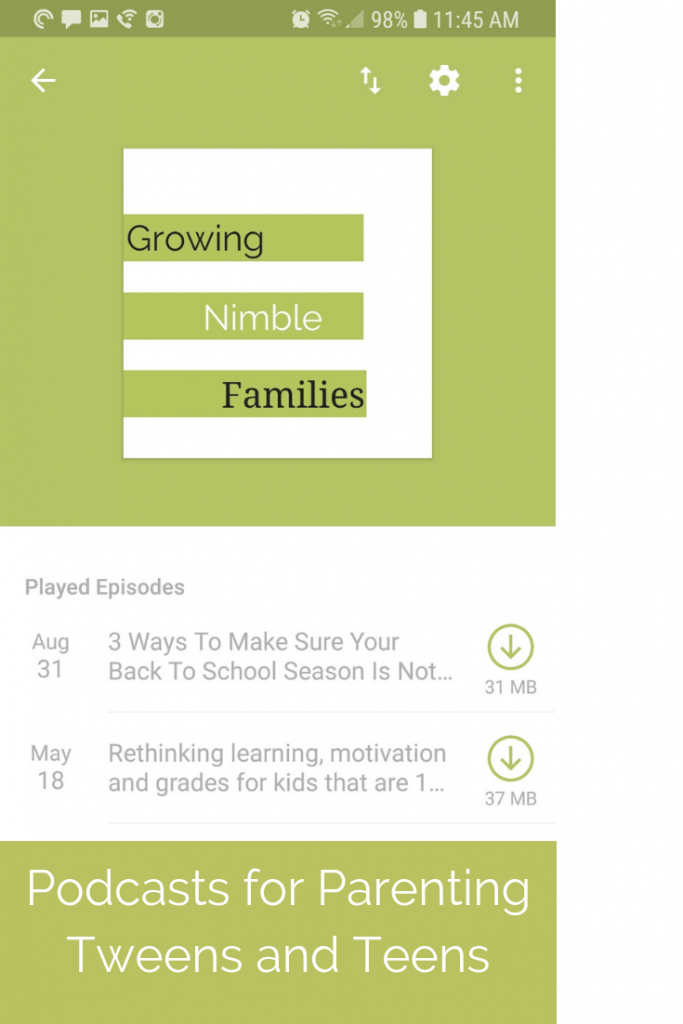 Podcast for families with school age kids, tweens and teens