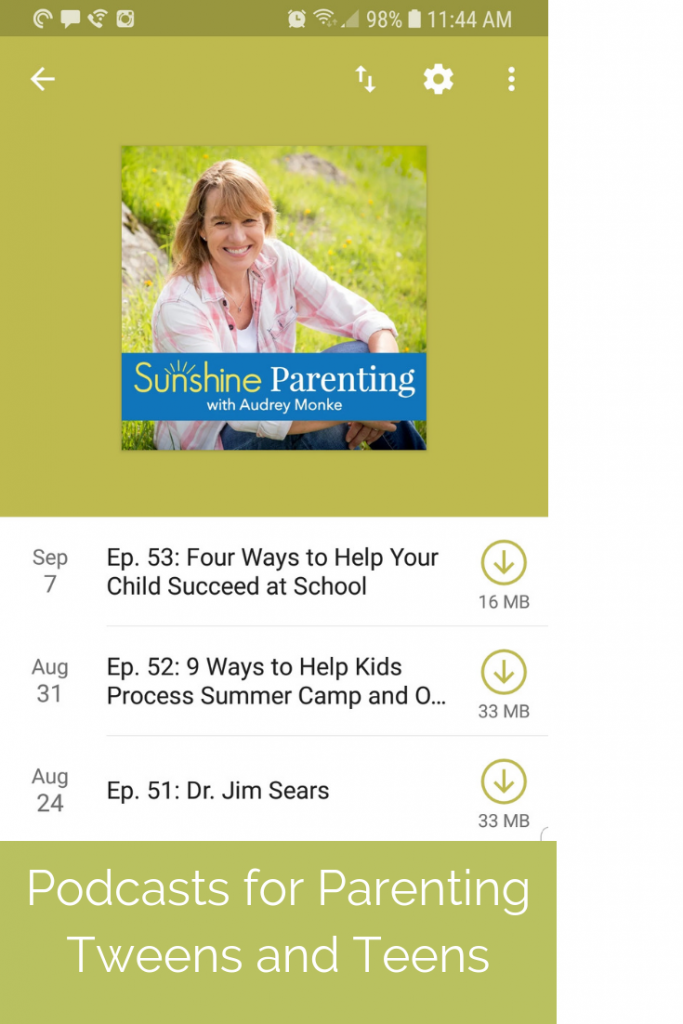 Sunshine Parenting podcast for tweens and teens